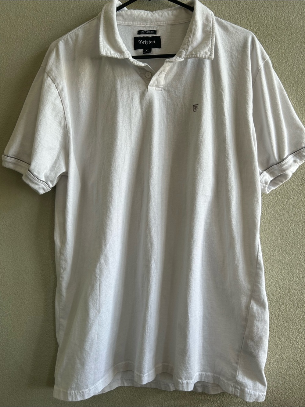 Brixton White Mens Polo with Subtle Shield Logo